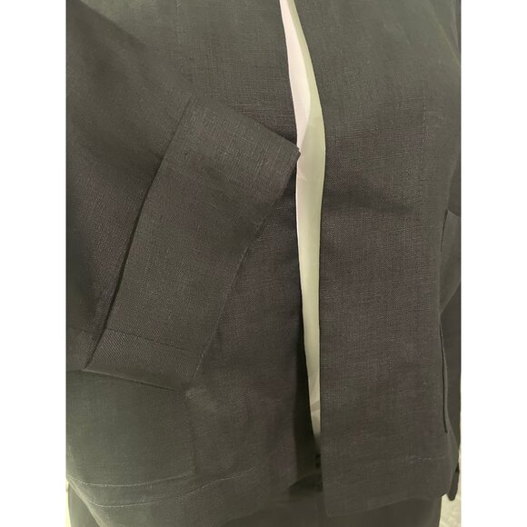 Yves Cossette for Saks Fifth Avenue Women Black Cropped Linen Top Size 10 - Picture 8 of 10